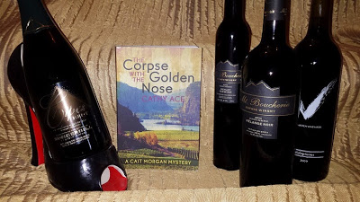 The Corpse with the Golden Nose with wine bottles