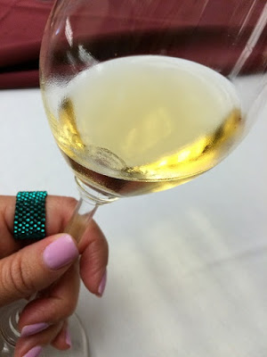 A lovely white wine at a tasting.