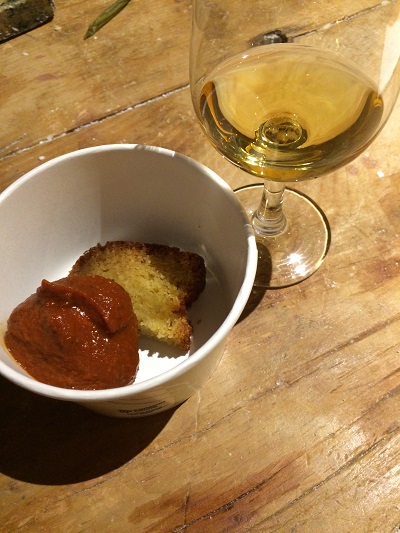 Ravine Vineyard Vidal Icewine with chicken meatball and cornbread pairing