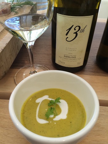 13th Street Winery 2014 Riesling paired with spicy soup.