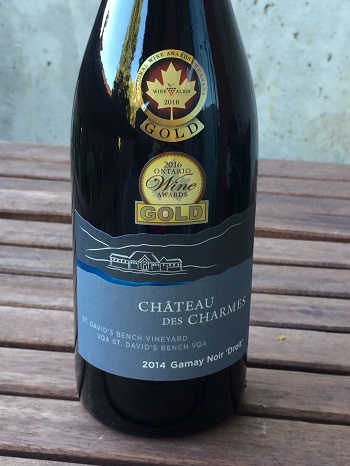 Chateau des Charmes 2014 Gamay Noir “Droit” is a flavourful red wine for fall.
