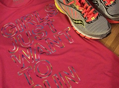 Girls Just Want to Run t-shirt and running shoes