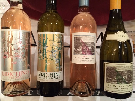 White and rosé wines from Birichino and Bonny Doon at the California Wine Fair.