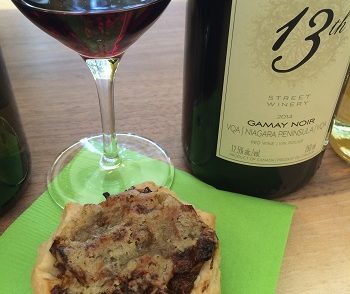13th Street Winery 2014 Gamay Noir paired with an apricot and blue cheese tart.