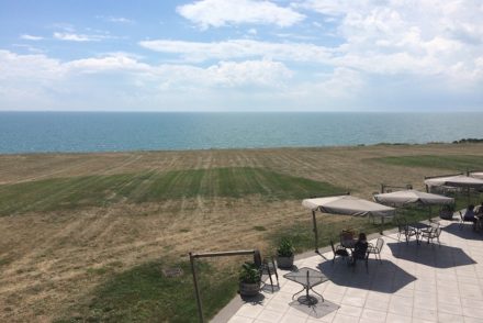 The patio at Viewpointe Estate Winery is a gorgeous place to enjoy a glass of wine.