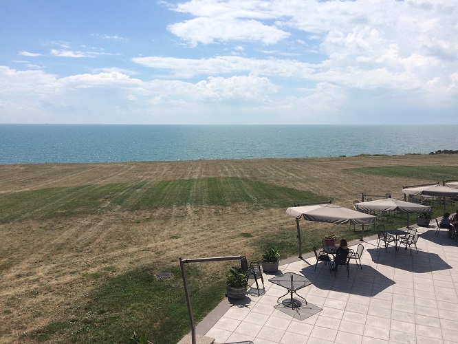The patio at Viewpointe Estate Winery is a gorgeous place to enjoy a glass of wine.